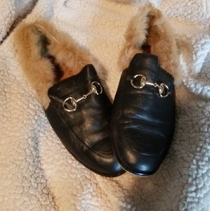 Gucci Black Fur Lined Loafers